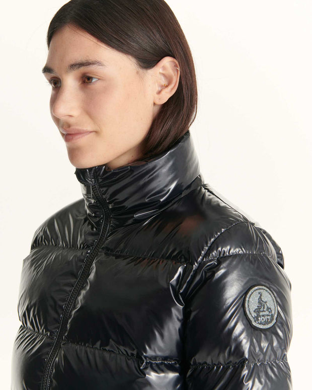 Doudoune laquée avec des cristaux Swarovski®️ Grand Froid Noir Cardiff