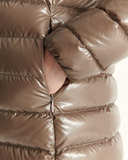 Doudoune mi-longue laquée Grand Froid Taupe Perle