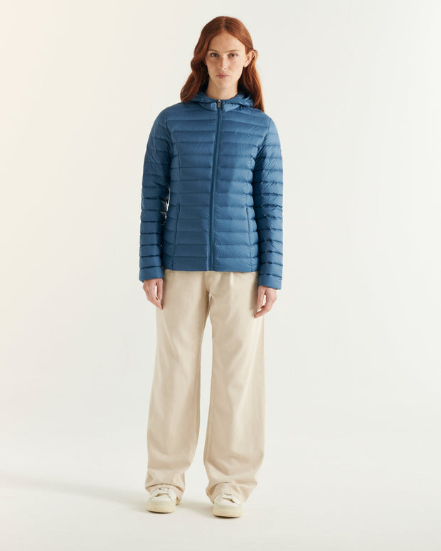 Doudoune légère à capuche Bleu jeans Cloe